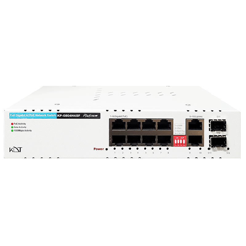 سوئیچ شبکه PoE و SFP کی دی تی مدل KP-0804H4SF