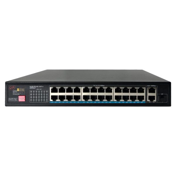 سوئیچ شبکه 24 پورت PoE اِس اِی ایی مدل HUM-PE24E-2GF-4