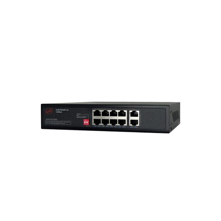 سوئیچ شبکه هوشمند 8 پورت PoE اِس اِی ایی مدل HUM-PE820F-XL